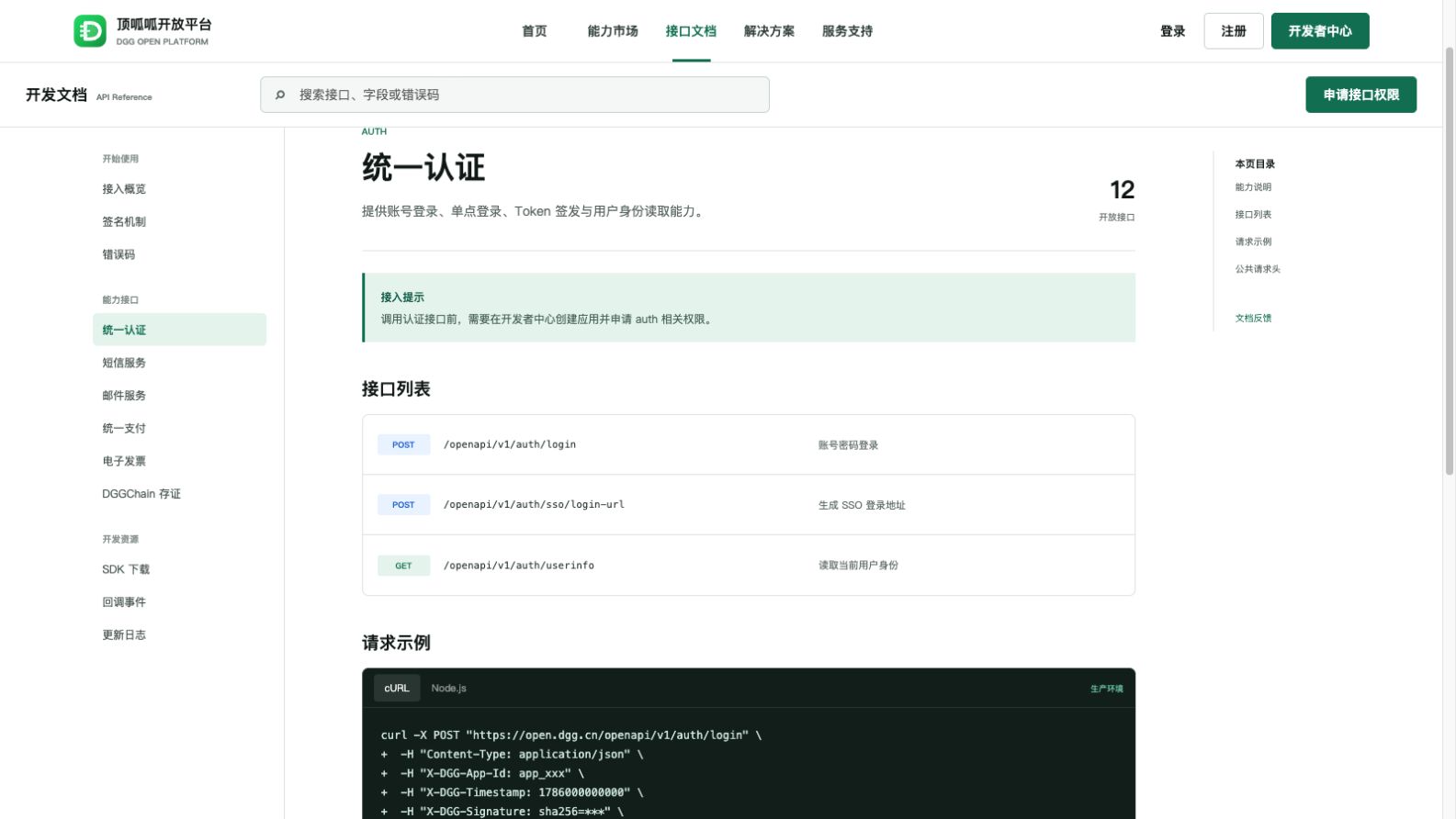 顶呱呱开放平台接口文档界面